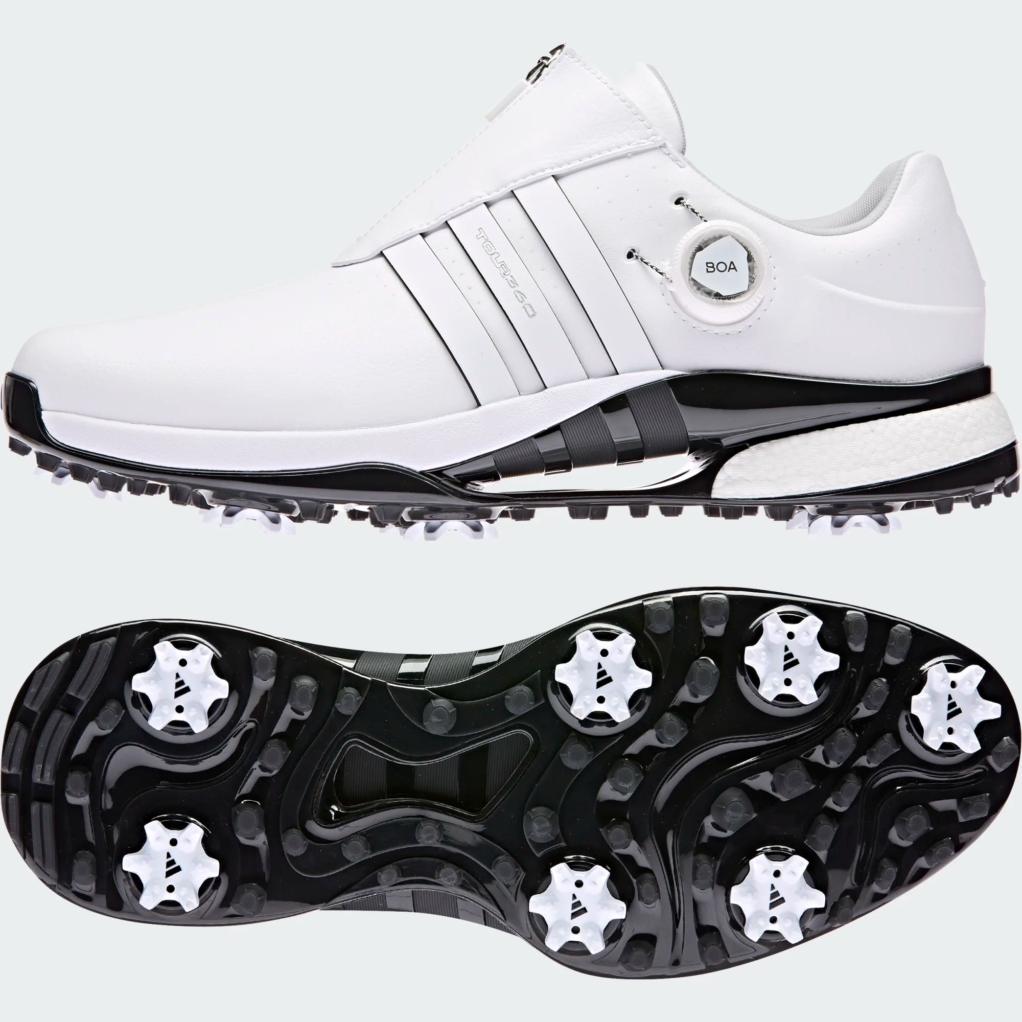 Adidas tour360 boost eqt boa golf shoes  core black/white best sale